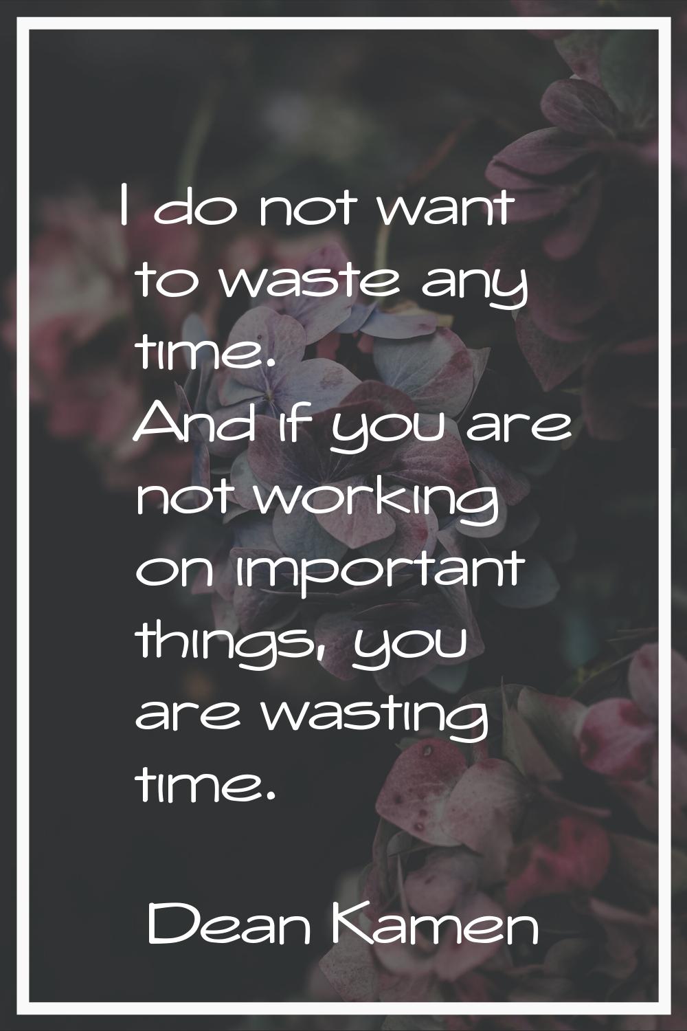 I do not want to waste any time. And if you are not working on important things, you are wasting ti