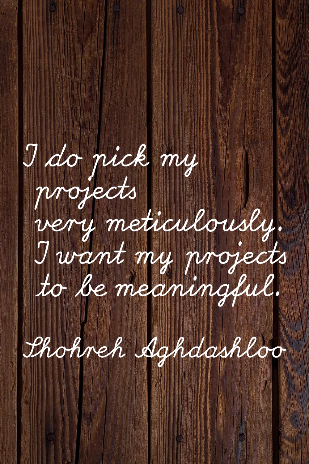 I do pick my projects very meticulously. I want my projects to be meaningful.