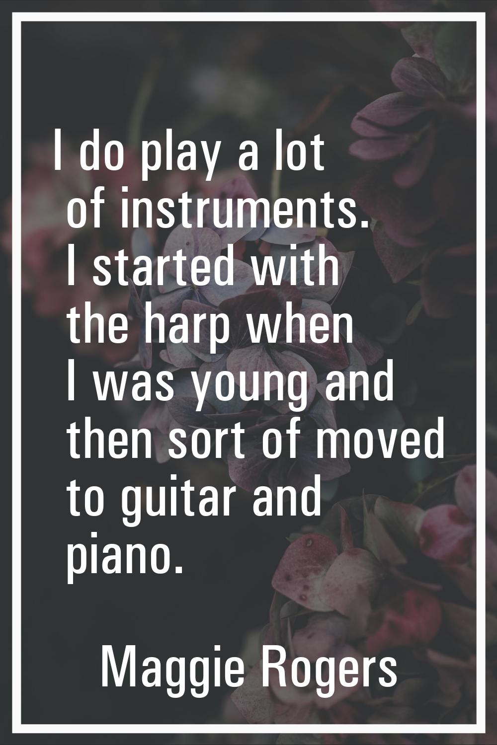 I do play a lot of instruments. I started with the harp when I was young and then sort of moved to 