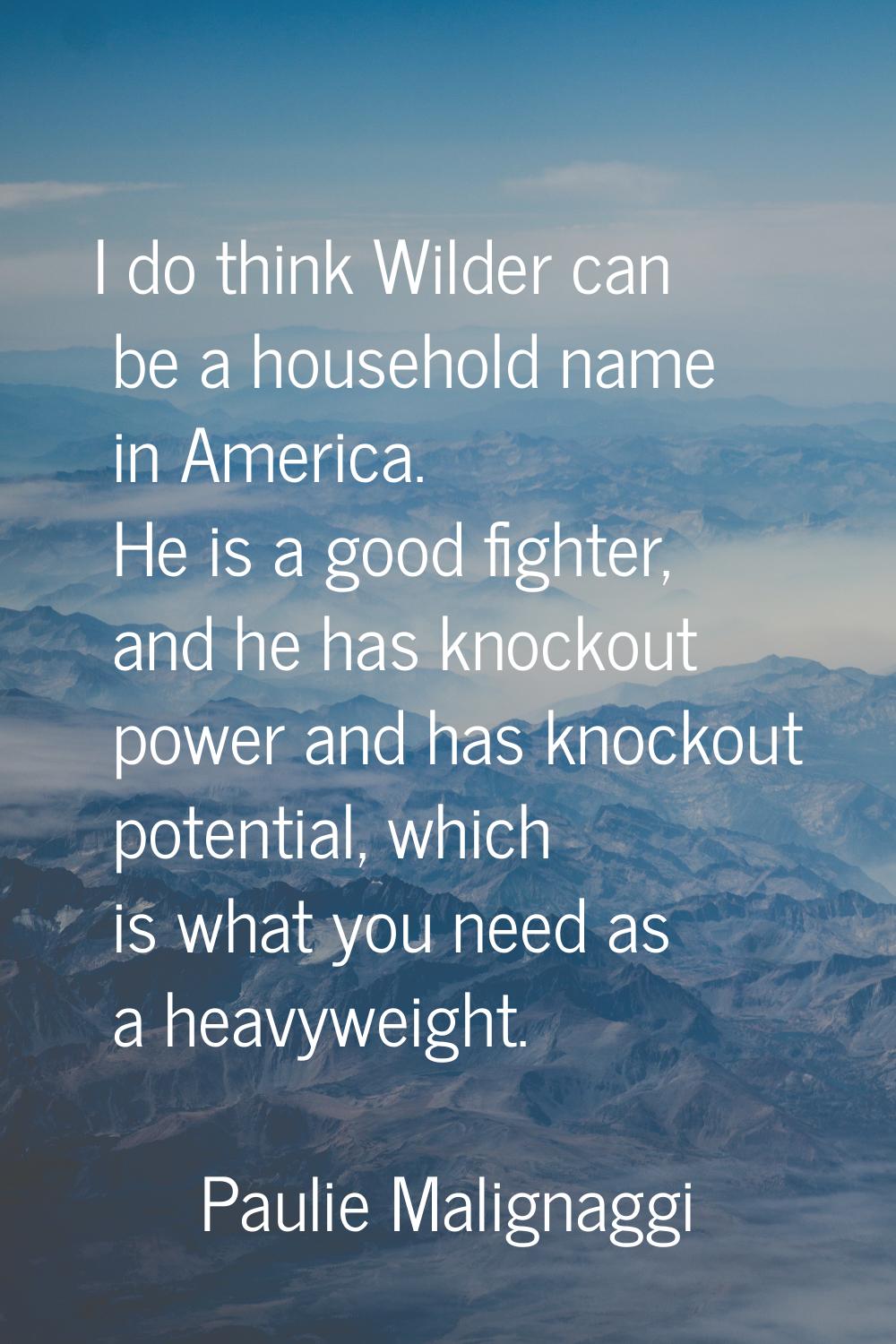 I do think Wilder can be a household name in America. He is a good fighter, and he has knockout pow