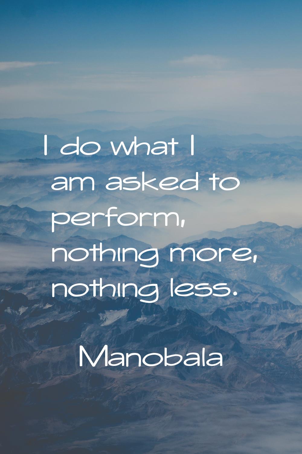 I do what I am asked to perform, nothing more, nothing less.
