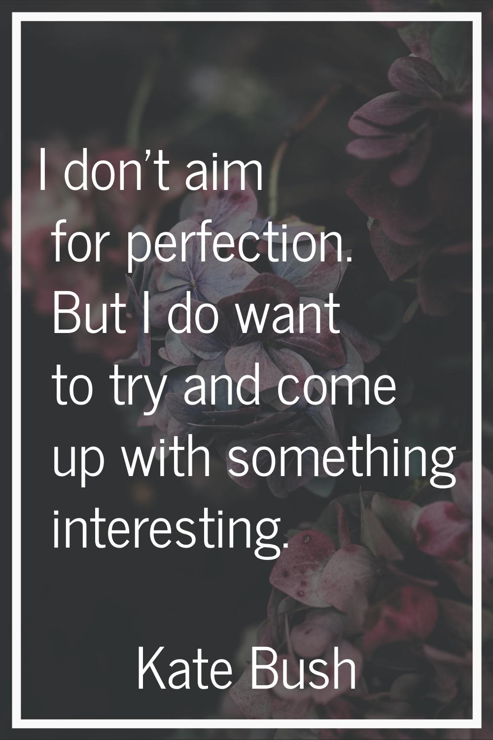 I don't aim for perfection. But I do want to try and come up with something interesting.