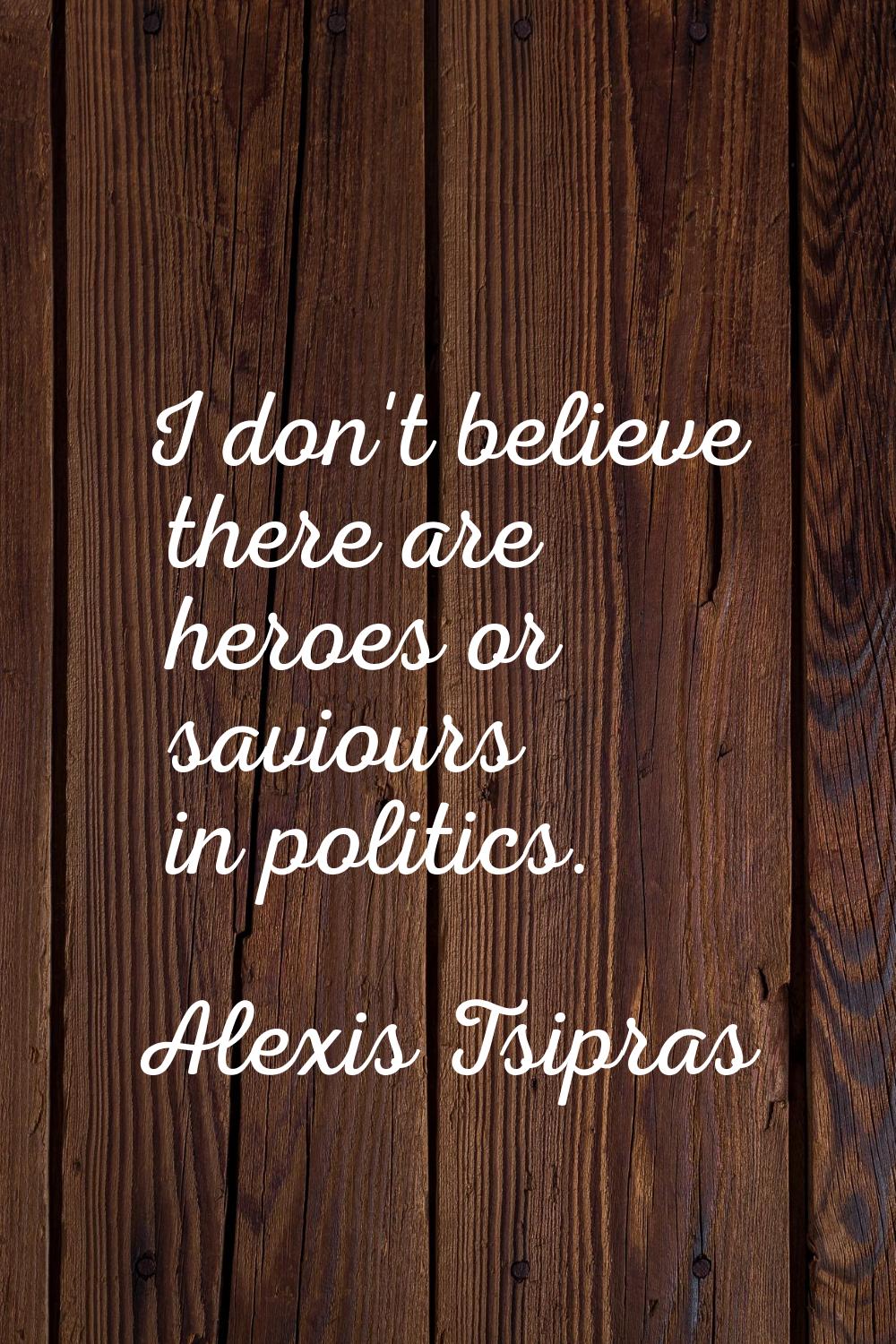 I don't believe there are heroes or saviours in politics.
