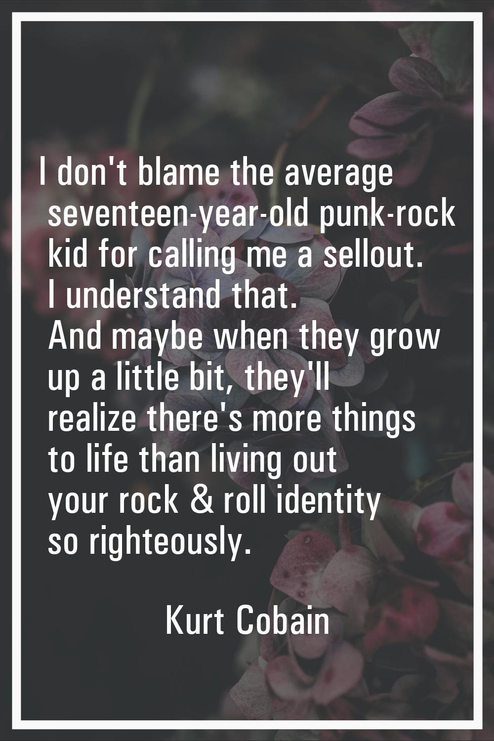 I don't blame the average seventeen-year-old punk-rock kid for calling me a sellout. I understand t