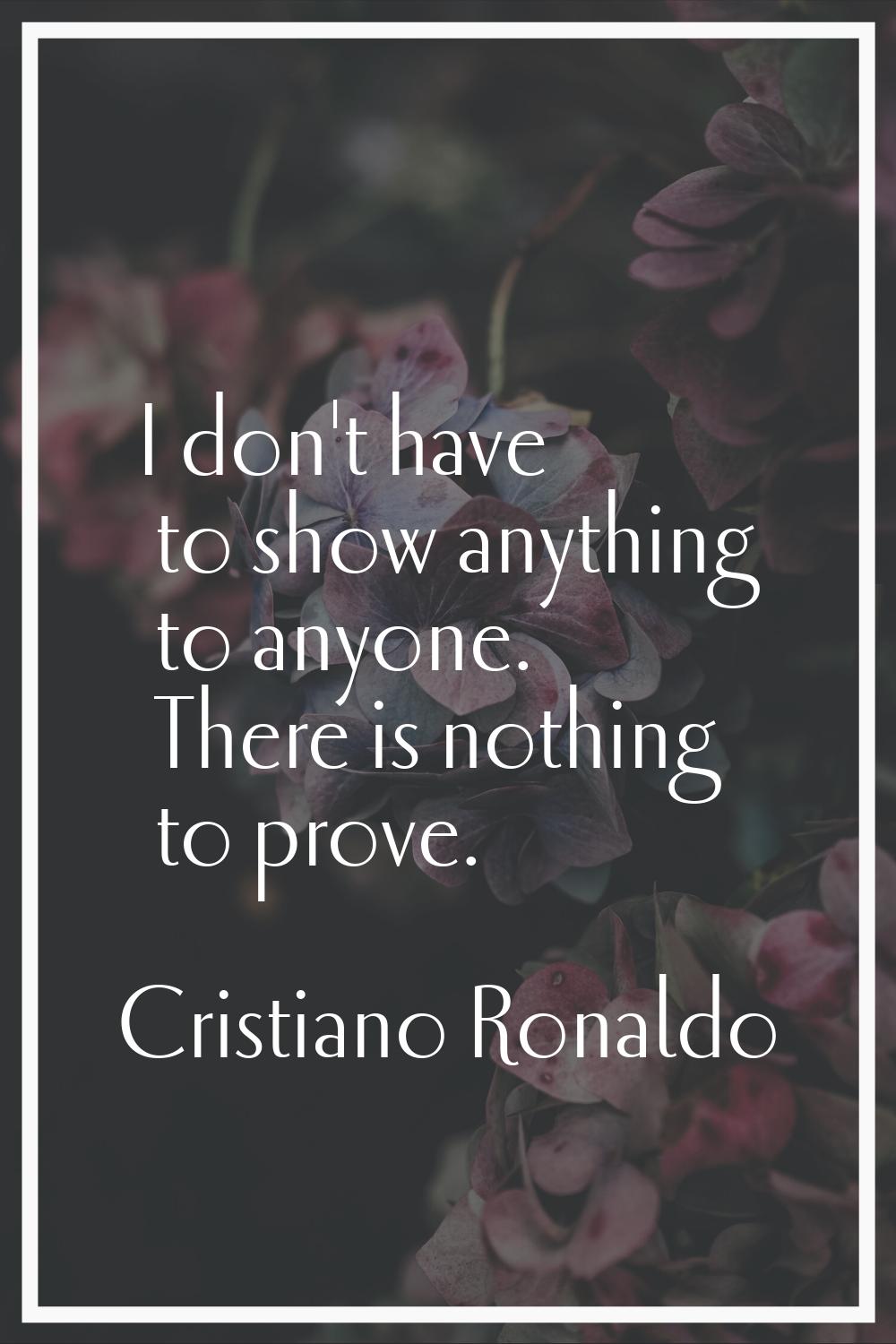 I don't have to show anything to anyone. There is nothing to prove.