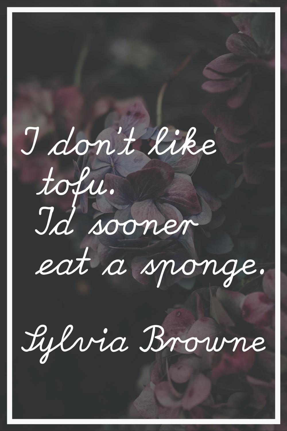 I don't like tofu. I'd sooner eat a sponge.