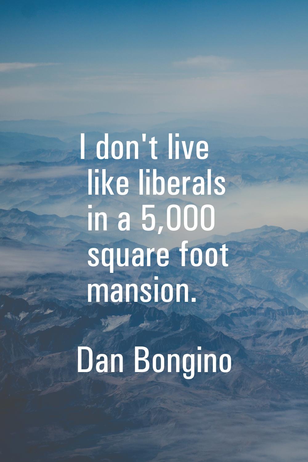 I don't live like liberals in a 5,000 square foot mansion.