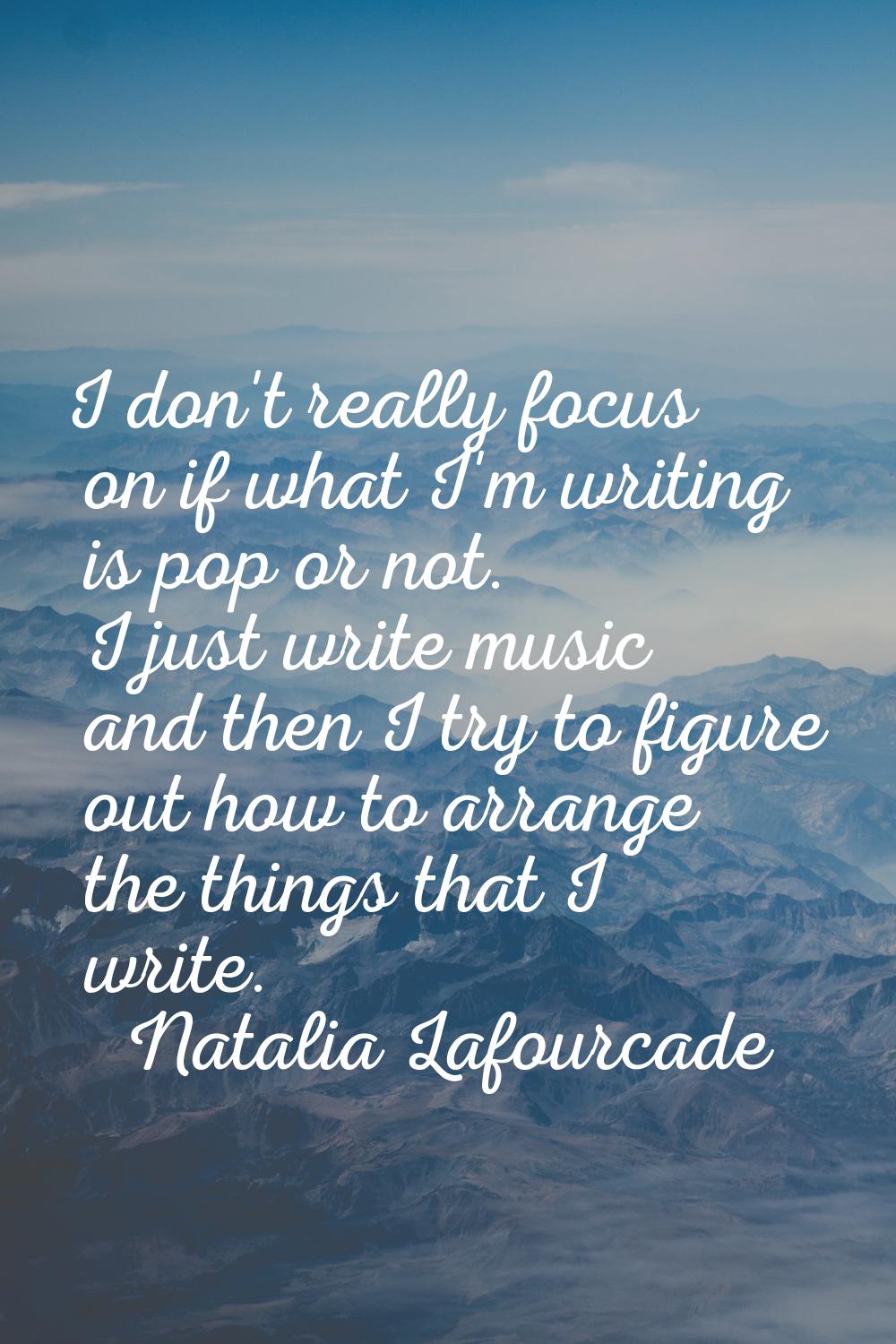 I don't really focus on if what I'm writing is pop or not. I just write music and then I try to fig