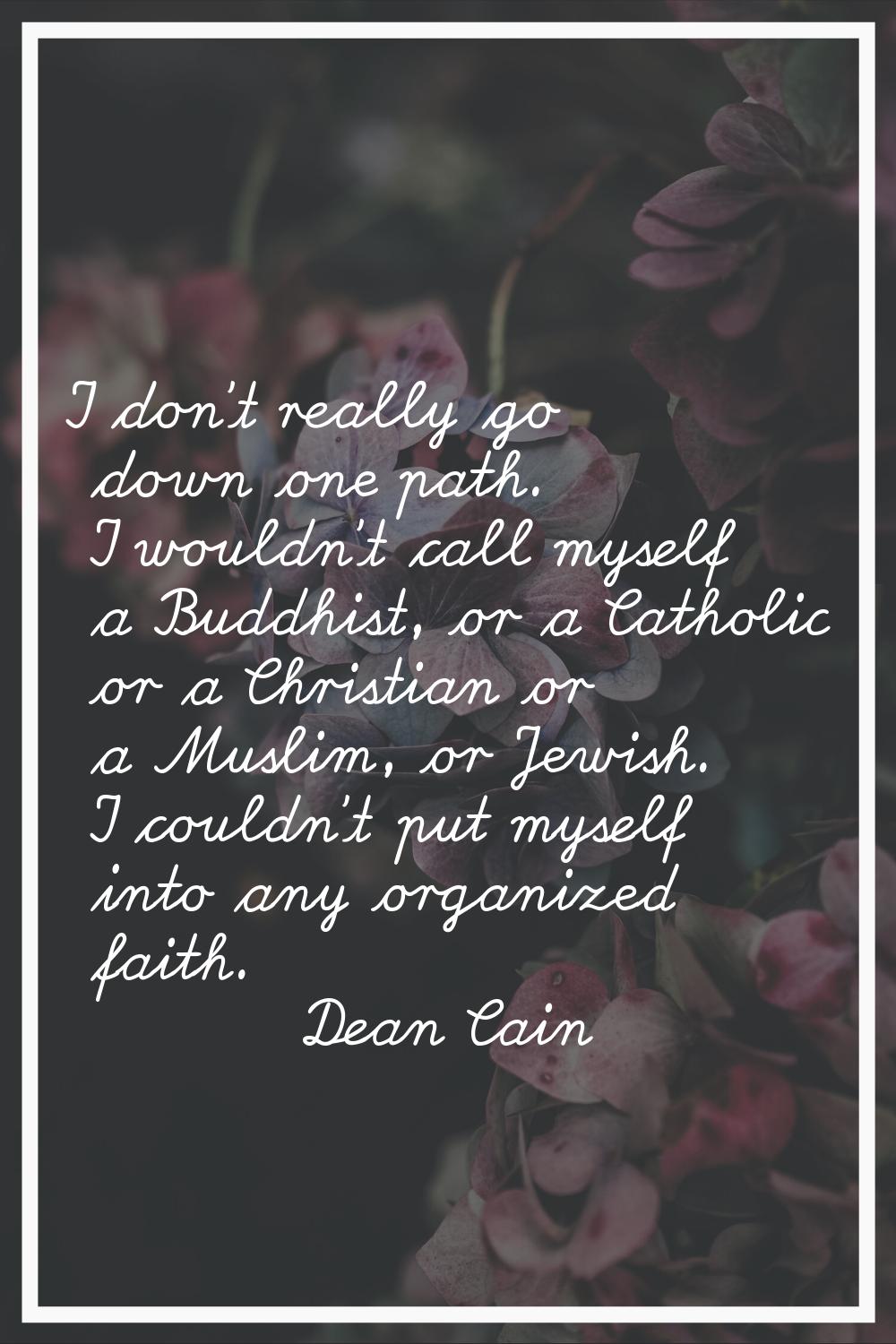 I don't really go down one path. I wouldn't call myself a Buddhist, or a Catholic or a Christian or