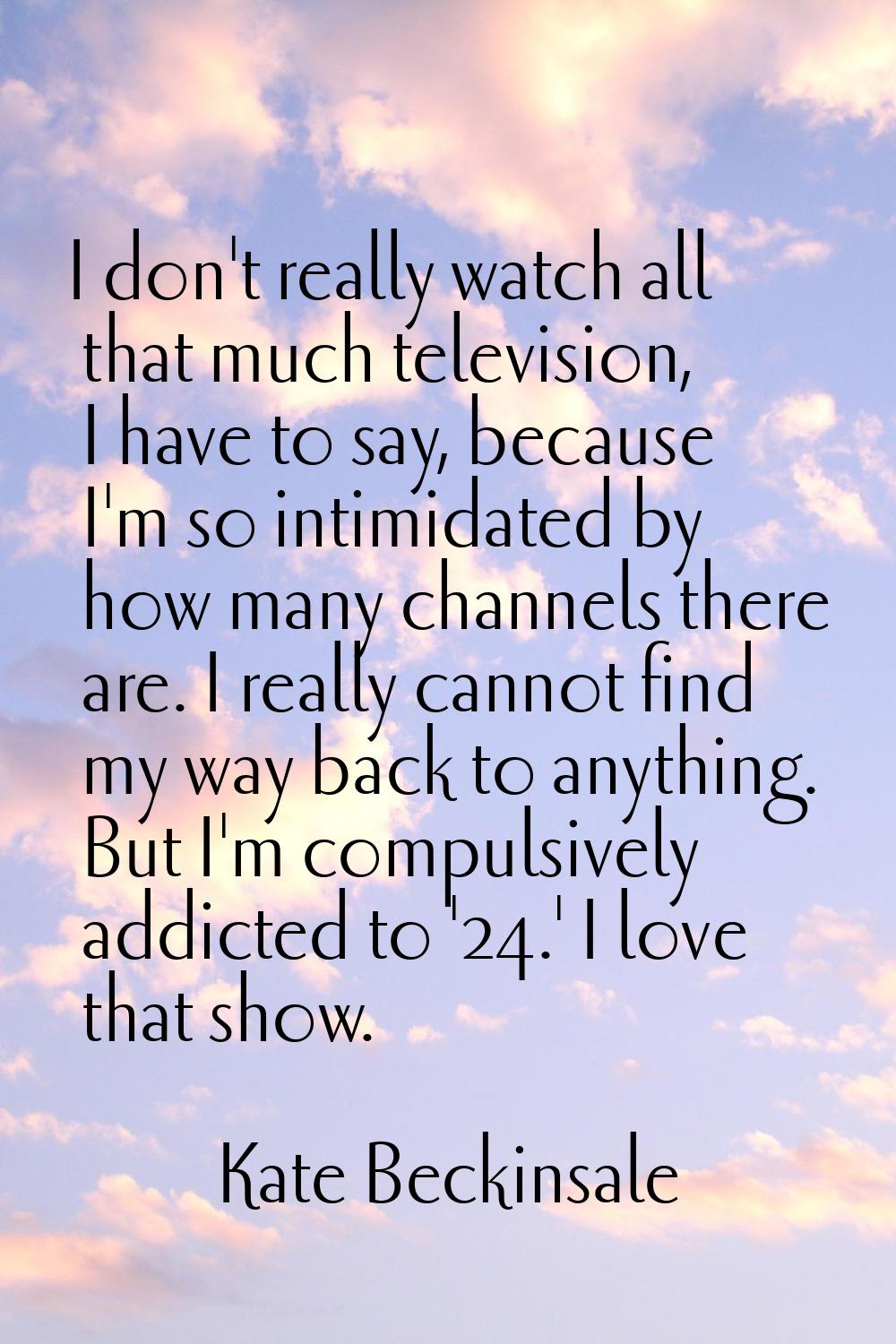 I don't really watch all that much television, I have to say, because I'm so intimidated by how man