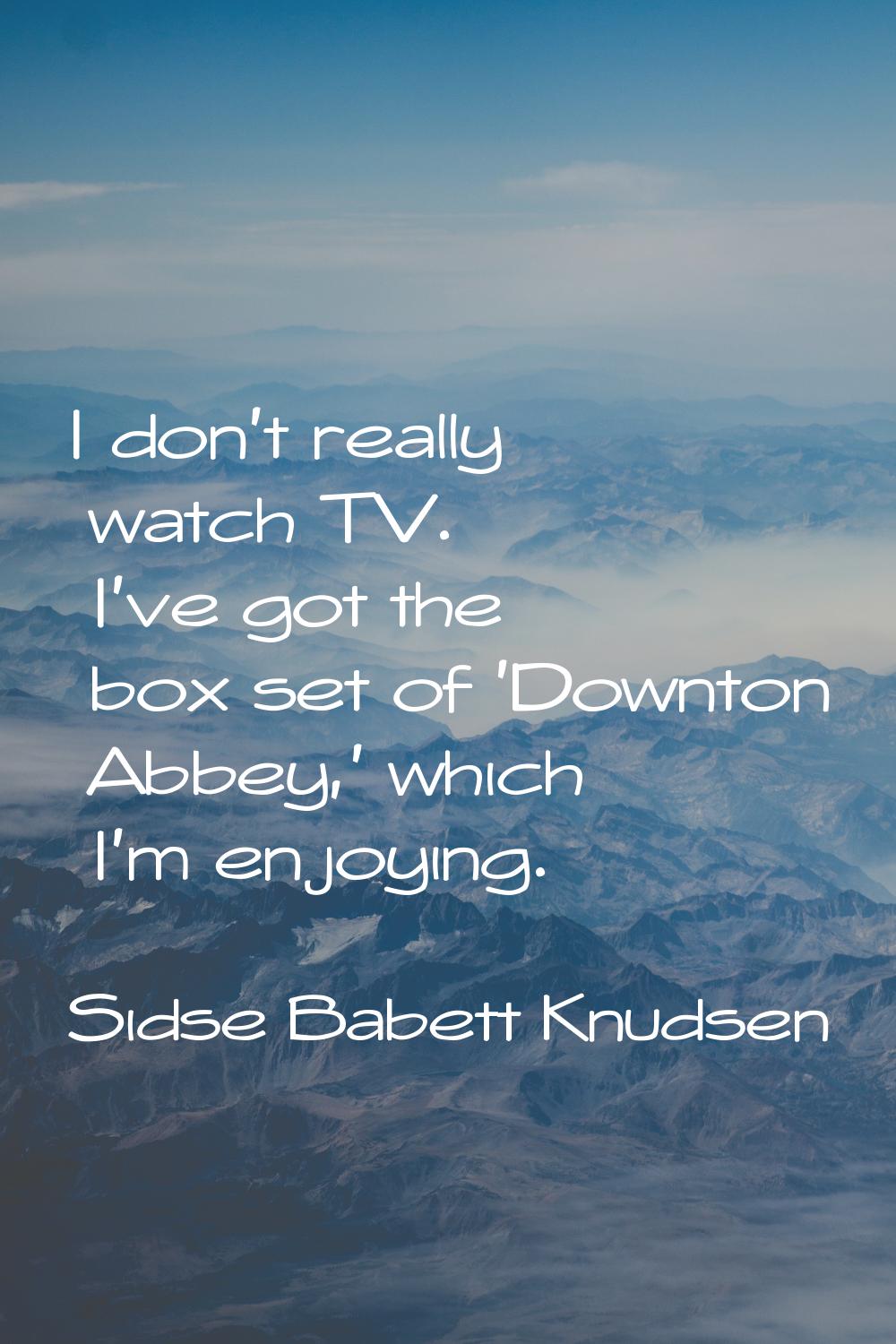 I don't really watch TV. I've got the box set of 'Downton Abbey,' which I'm enjoying.