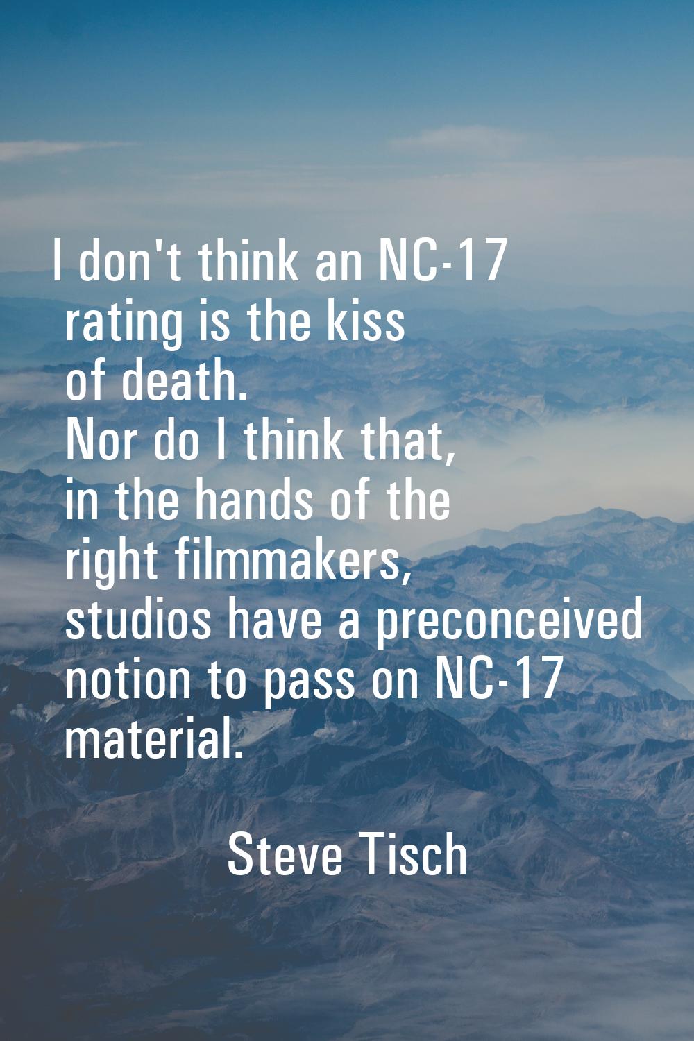 I don't think an NC-17 rating is the kiss of death. Nor do I think that, in the hands of the right 