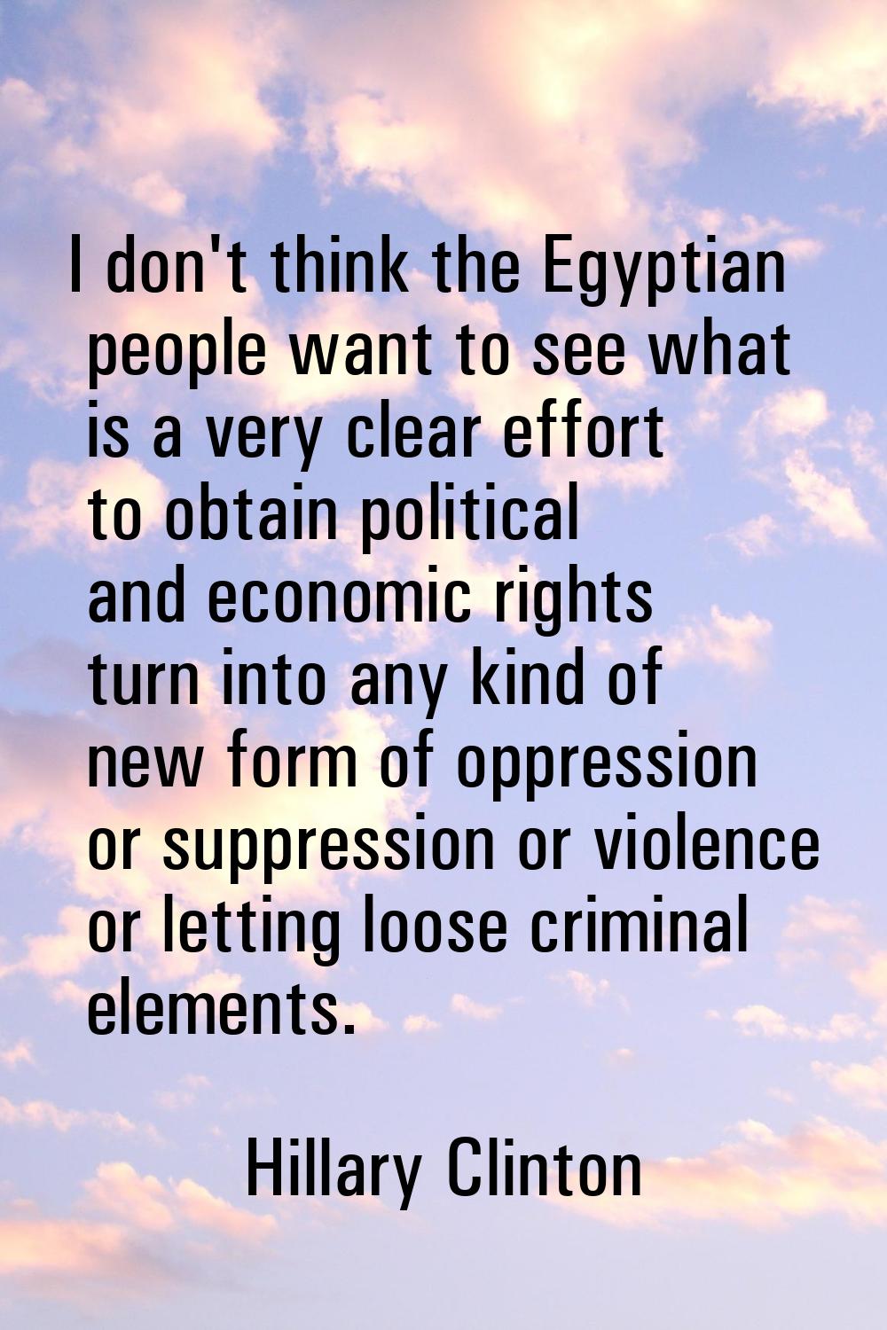 I don't think the Egyptian people want to see what is a very clear effort to obtain political and e