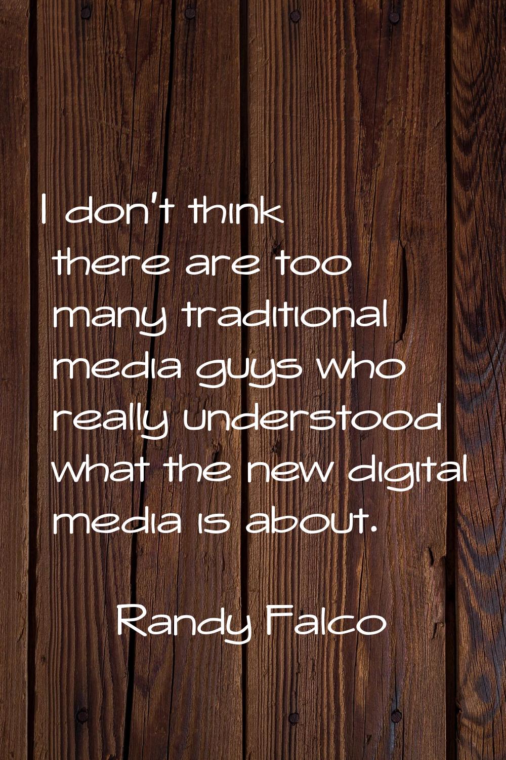I don't think there are too many traditional media guys who really understood what the new digital 