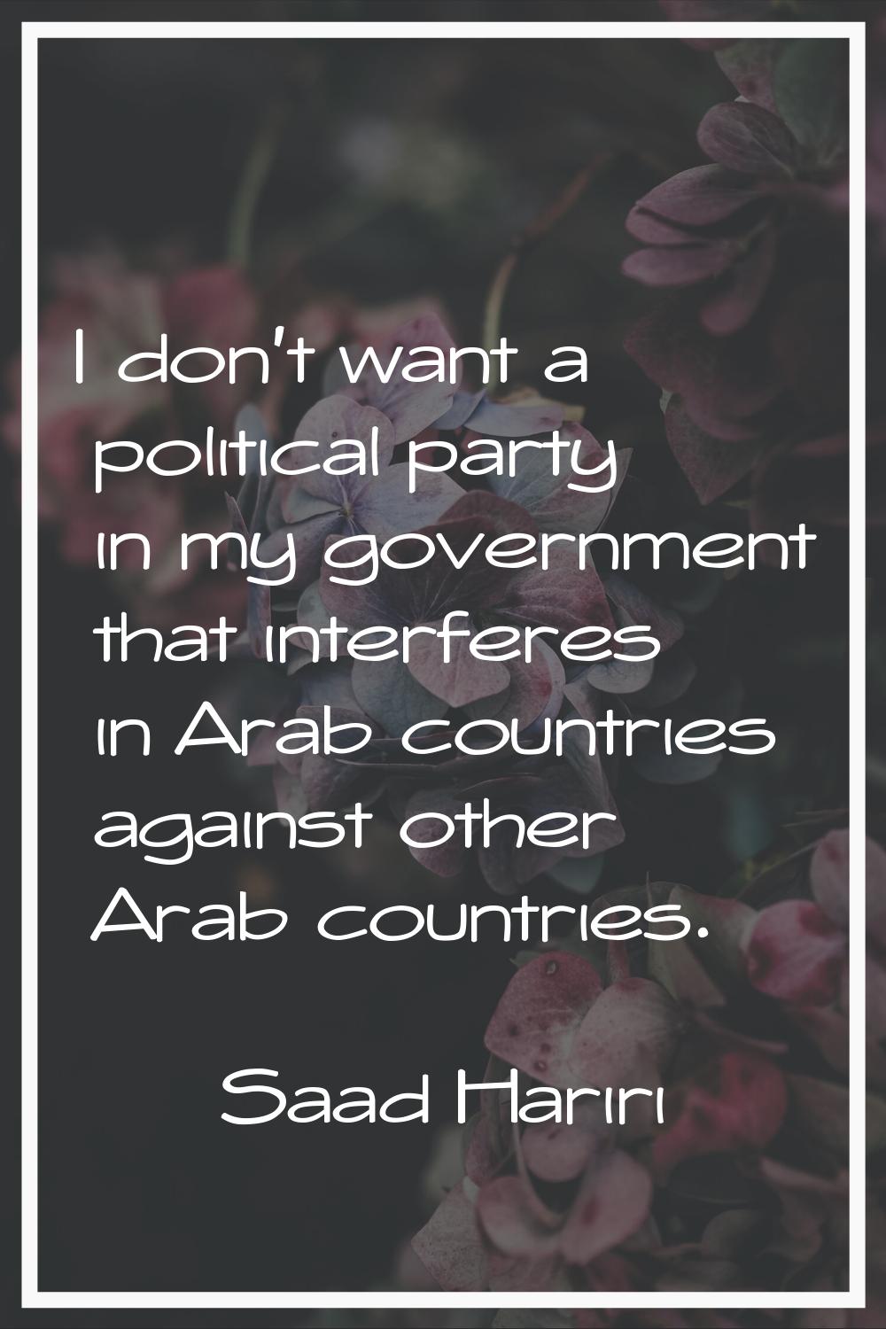 I don't want a political party in my government that interferes in Arab countries against other Ara