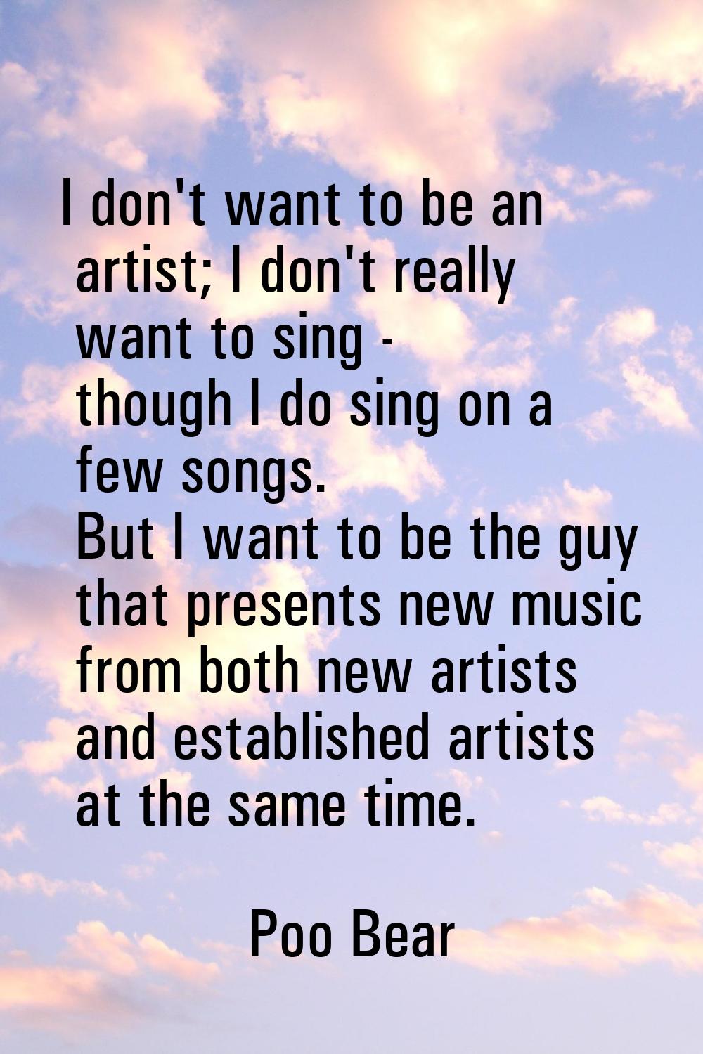 I don't want to be an artist; I don't really want to sing - though I do sing on a few songs. But I 