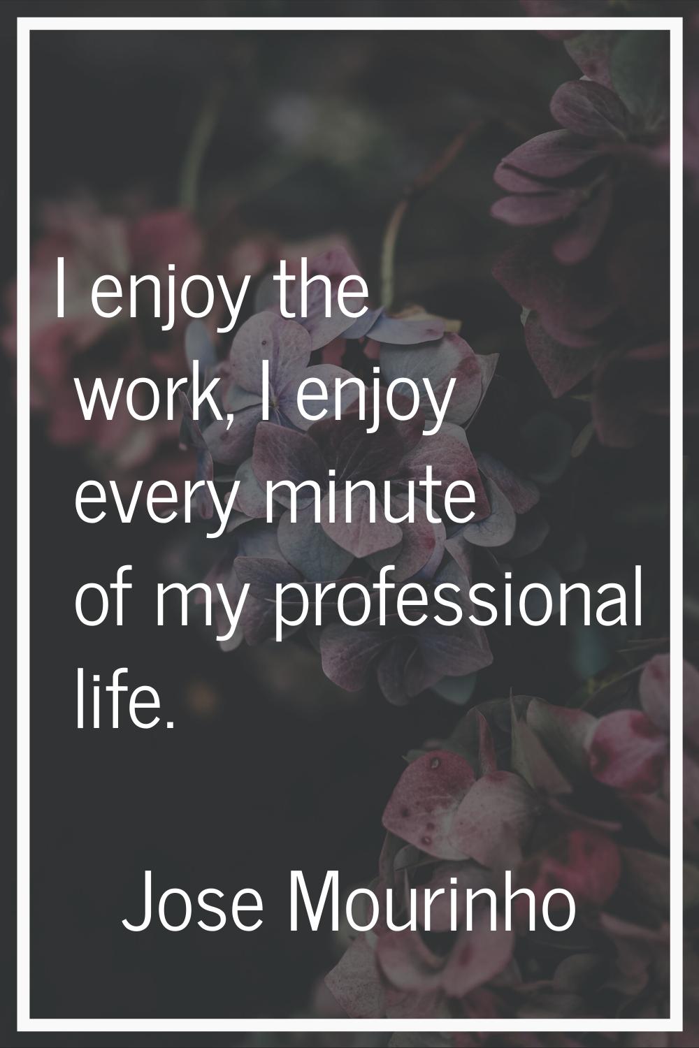 I enjoy the work, I enjoy every minute of my professional life.