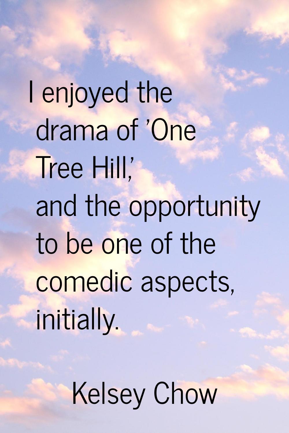 I enjoyed the drama of 'One Tree Hill,' and the opportunity to be one of the comedic aspects, initi