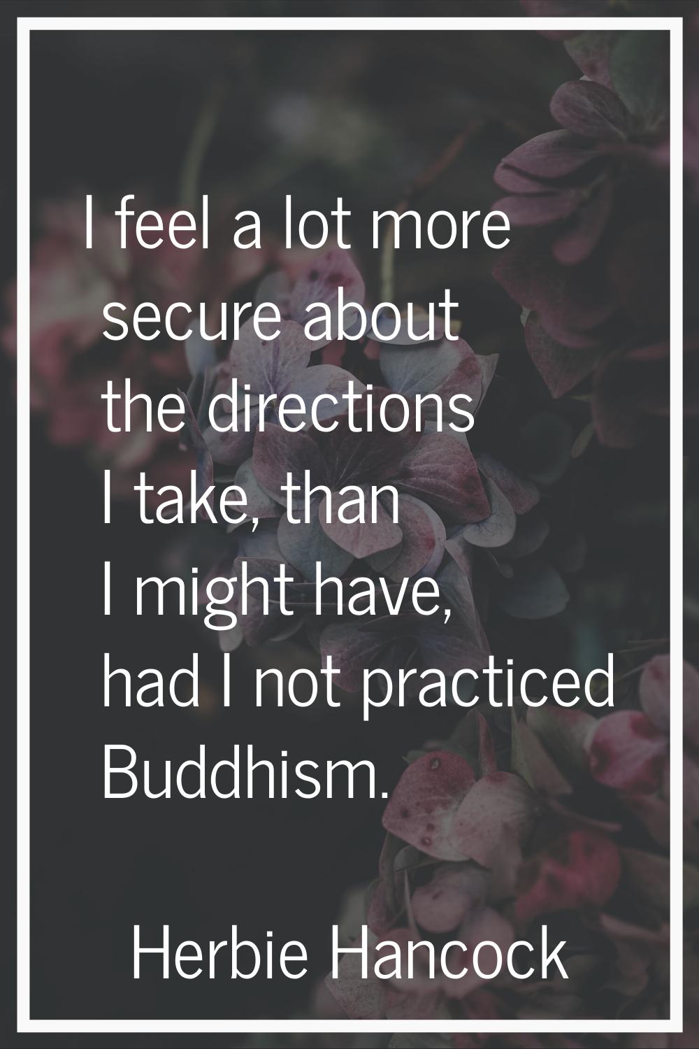 I feel a lot more secure about the directions I take, than I might have, had I not practiced Buddhi