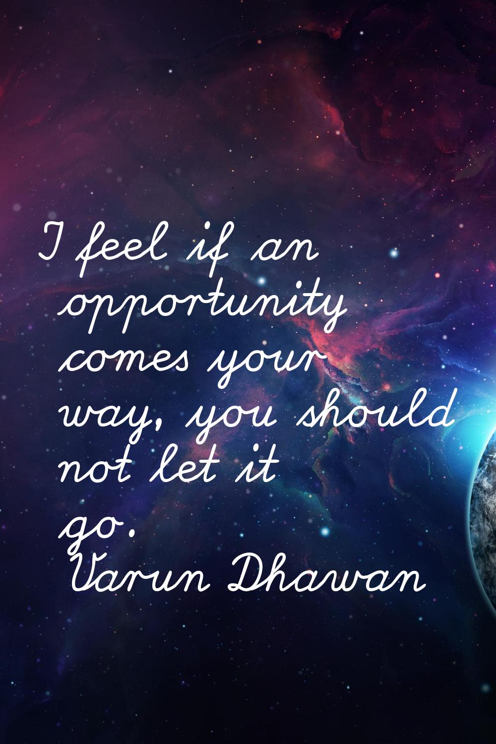 I feel if an opportunity comes your way, you should not let it go.