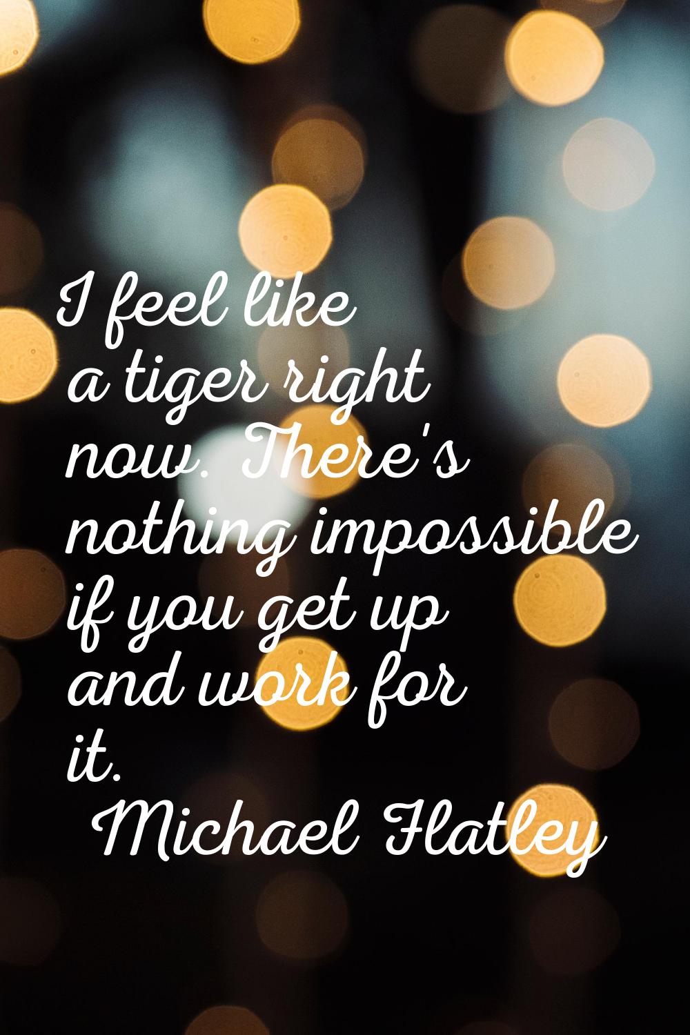 I feel like a tiger right now. There's nothing impossible if you get up and work for it.