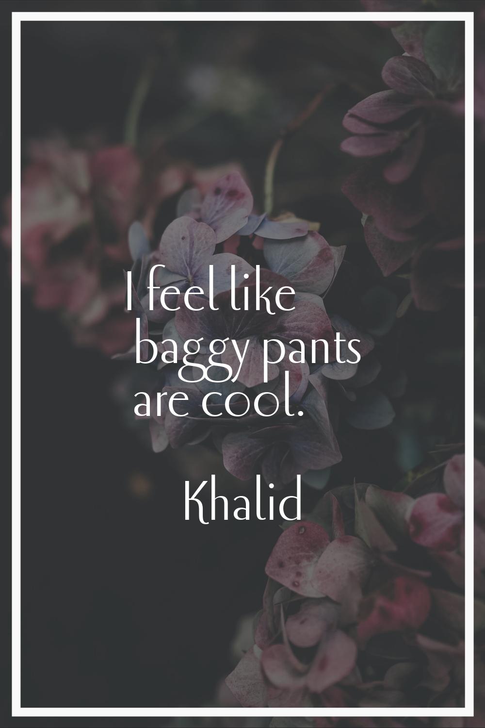 I feel like baggy pants are cool.