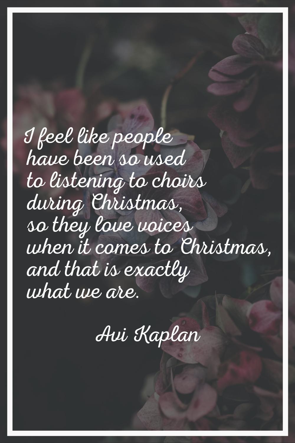 I feel like people have been so used to listening to choirs during Christmas, so they love voices w
