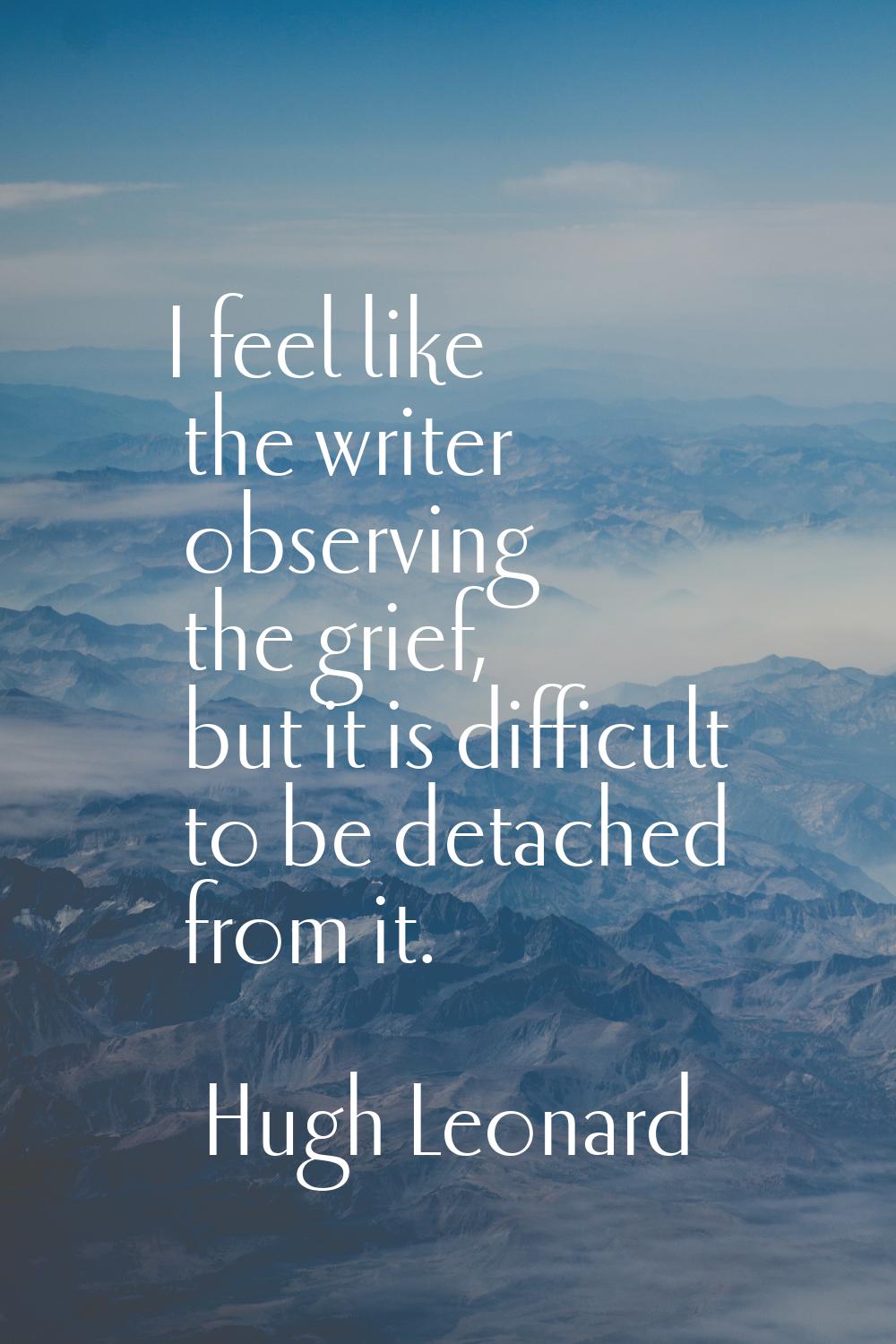 I feel like the writer observing the grief, but it is difficult to be detached from it.