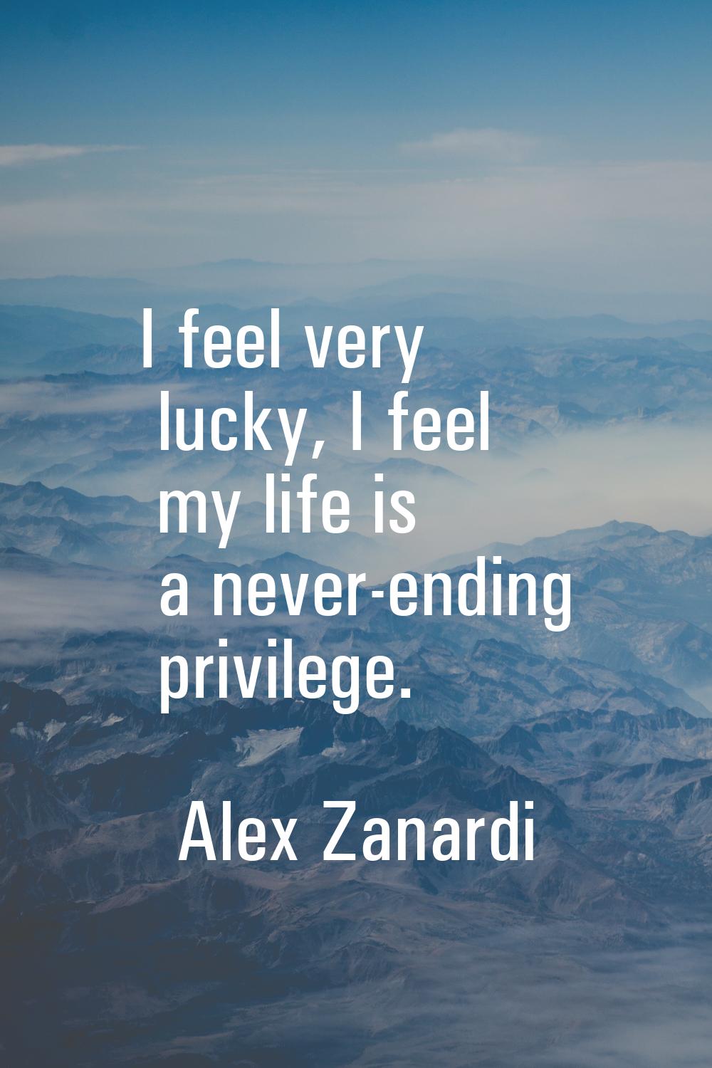 I feel very lucky, I feel my life is a never-ending privilege.