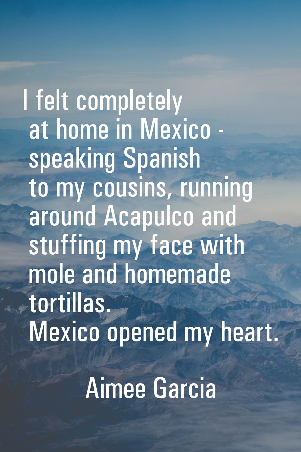 I felt completely at home in Mexico - speaking Spanish to my cousins, running around Acapulco and s