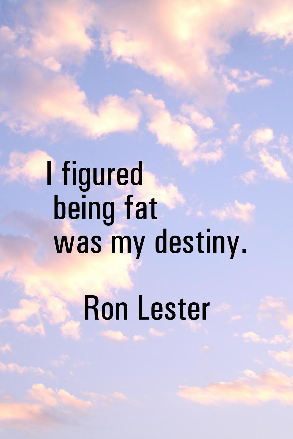 I figured being fat was my destiny.