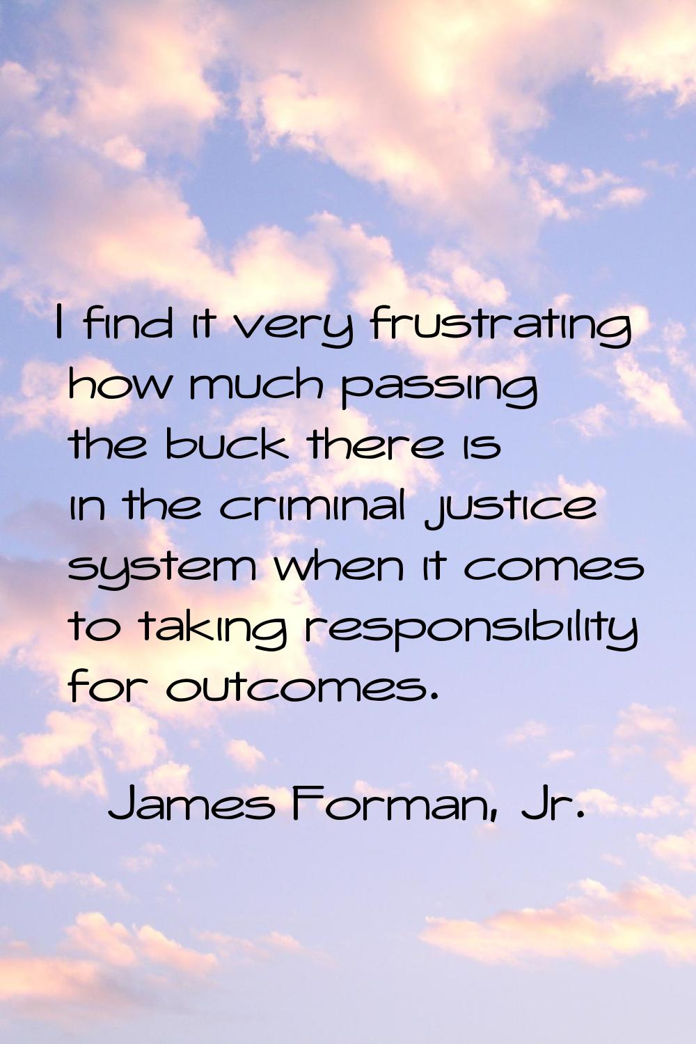 I find it very frustrating how much passing the buck there is in the criminal justice system when i