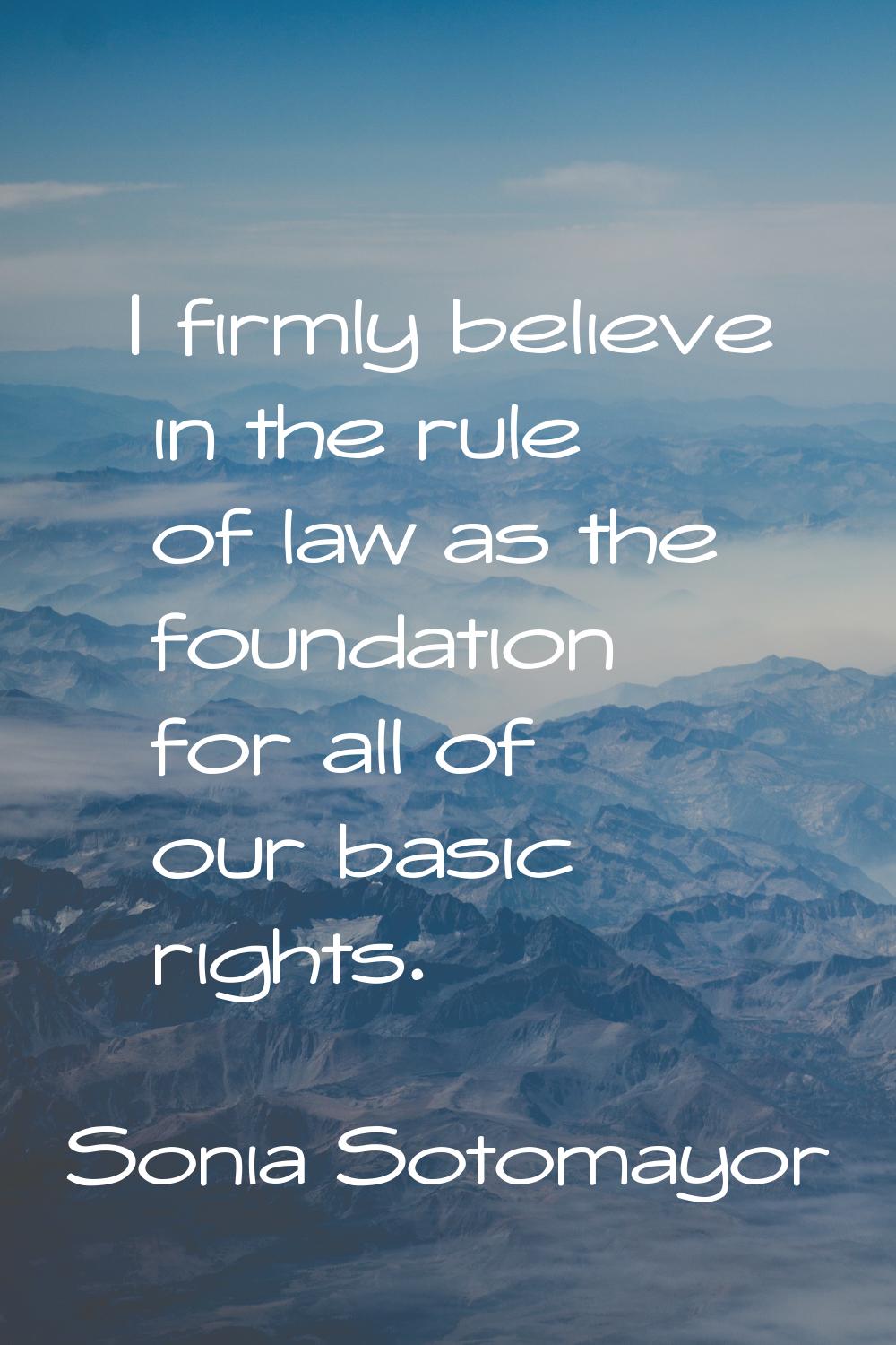I firmly believe in the rule of law as the foundation for all of our basic rights.