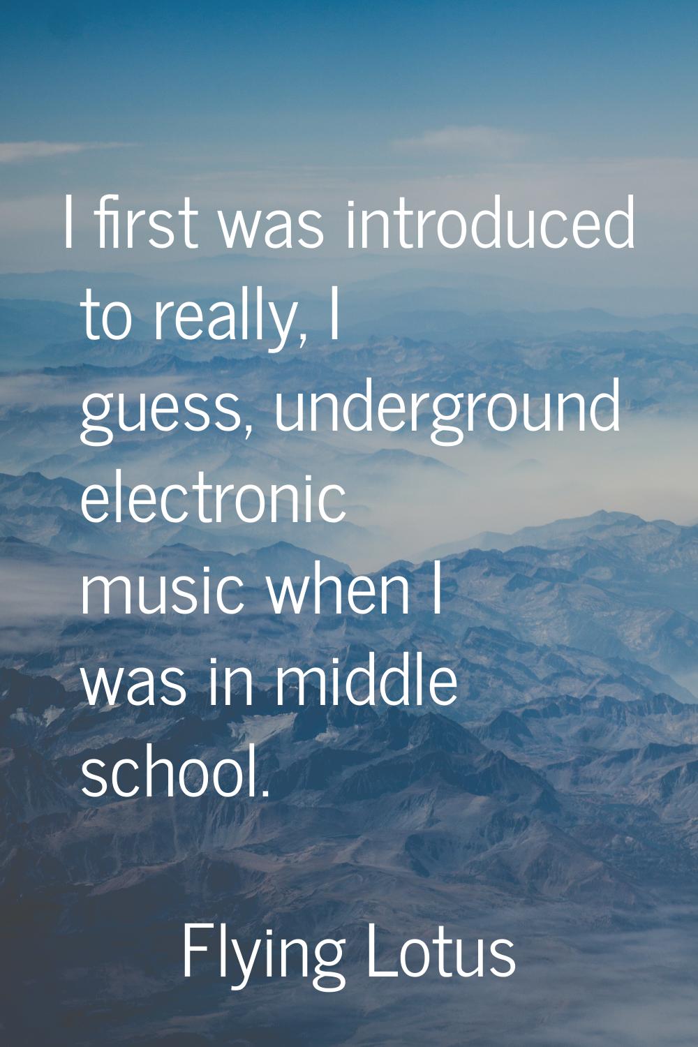 I first was introduced to really, I guess, underground electronic music when I was in middle school