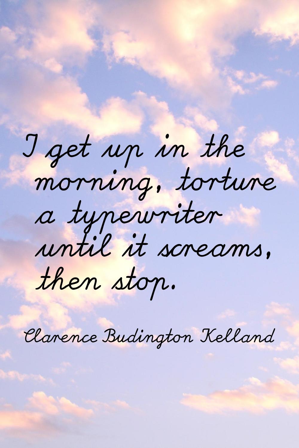 I get up in the morning, torture a typewriter until it screams, then stop.