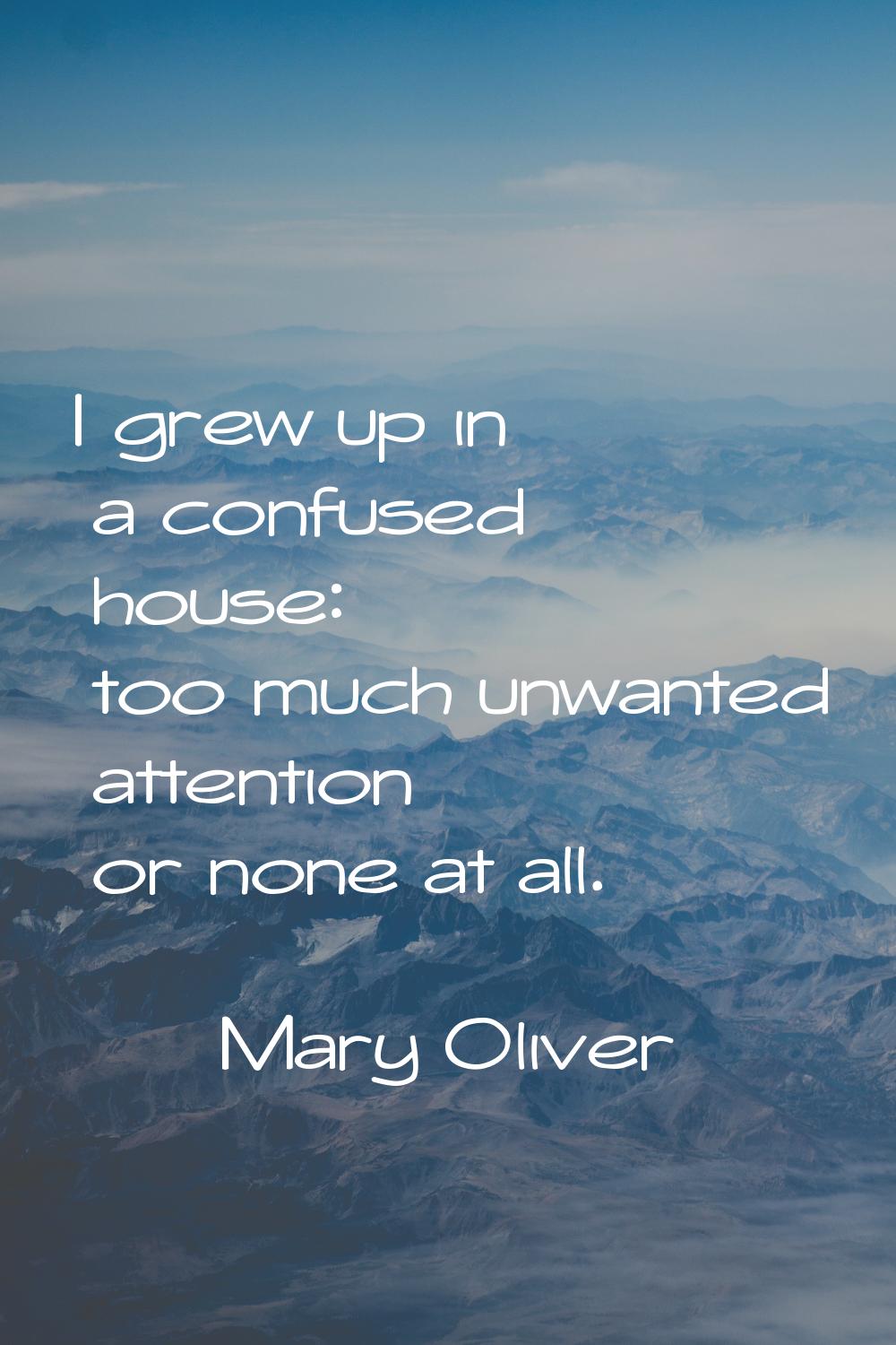 I grew up in a confused house: too much unwanted attention or none at all.