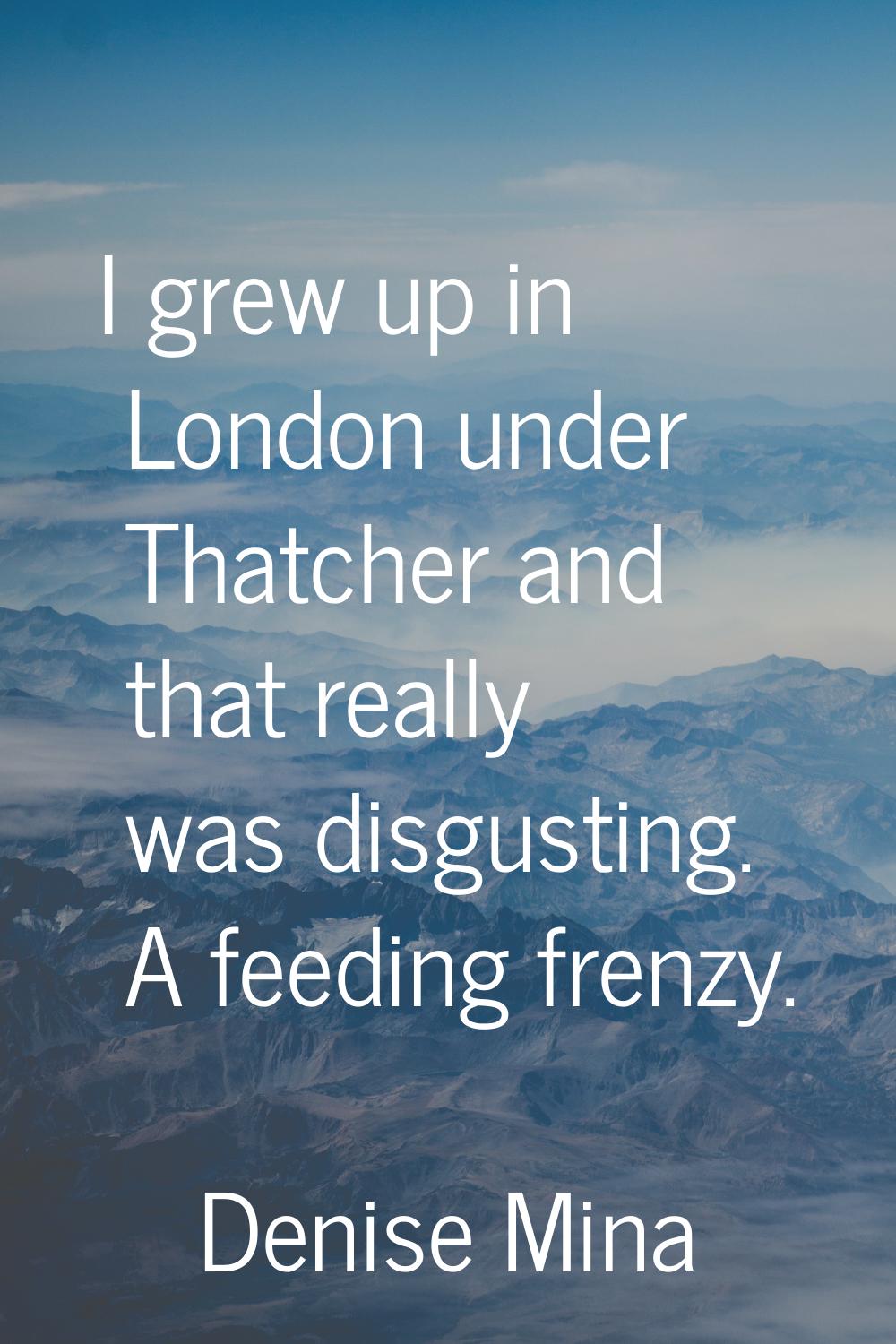 I grew up in London under Thatcher and that really was disgusting. A feeding frenzy.