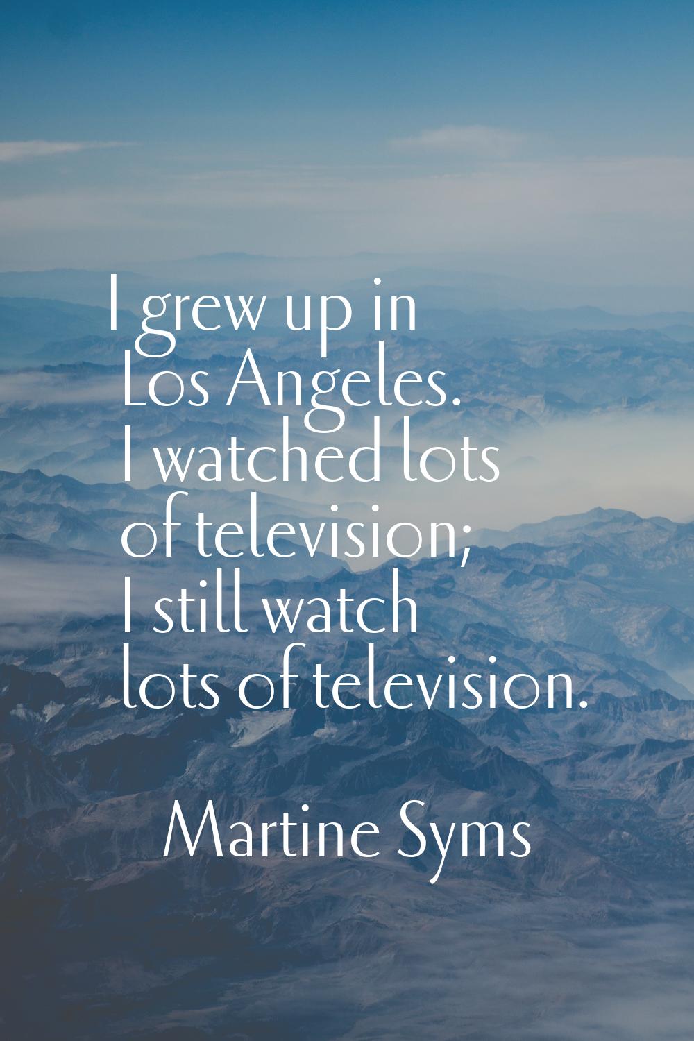 I grew up in Los Angeles. I watched lots of television; I still watch lots of television.