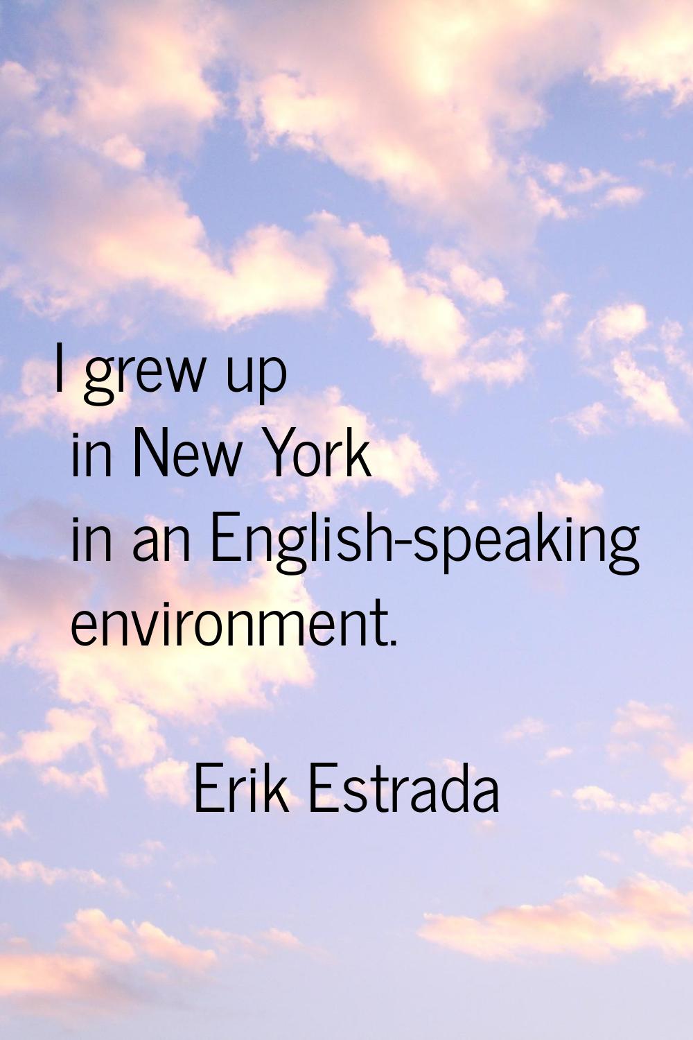 I grew up in New York in an English-speaking environment.