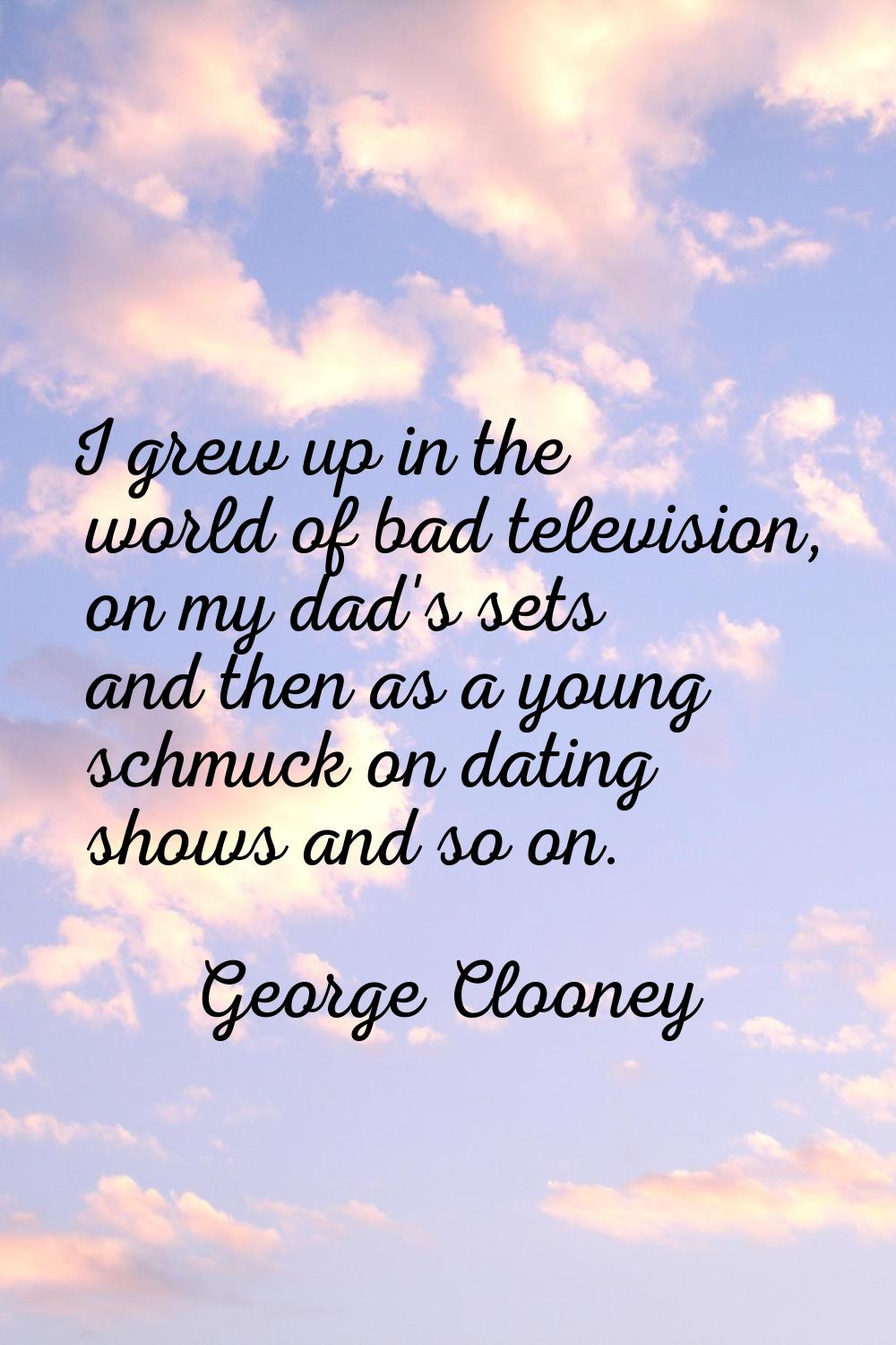I grew up in the world of bad television, on my dad's sets and then as a young schmuck on dating sh