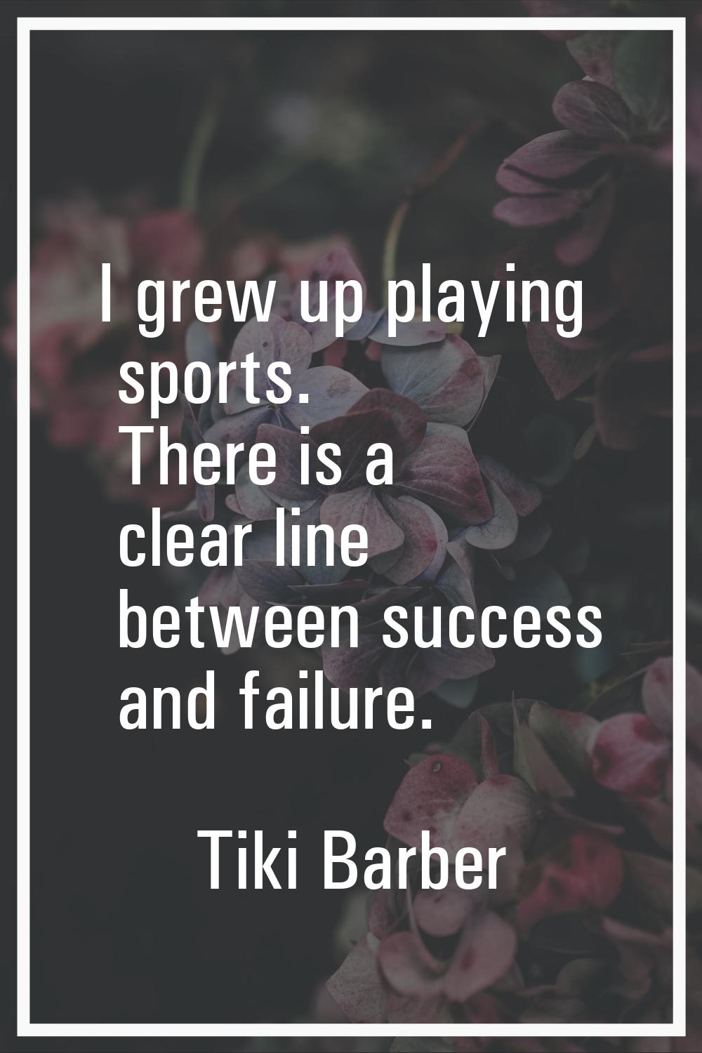I grew up playing sports. There is a clear line between success and failure.