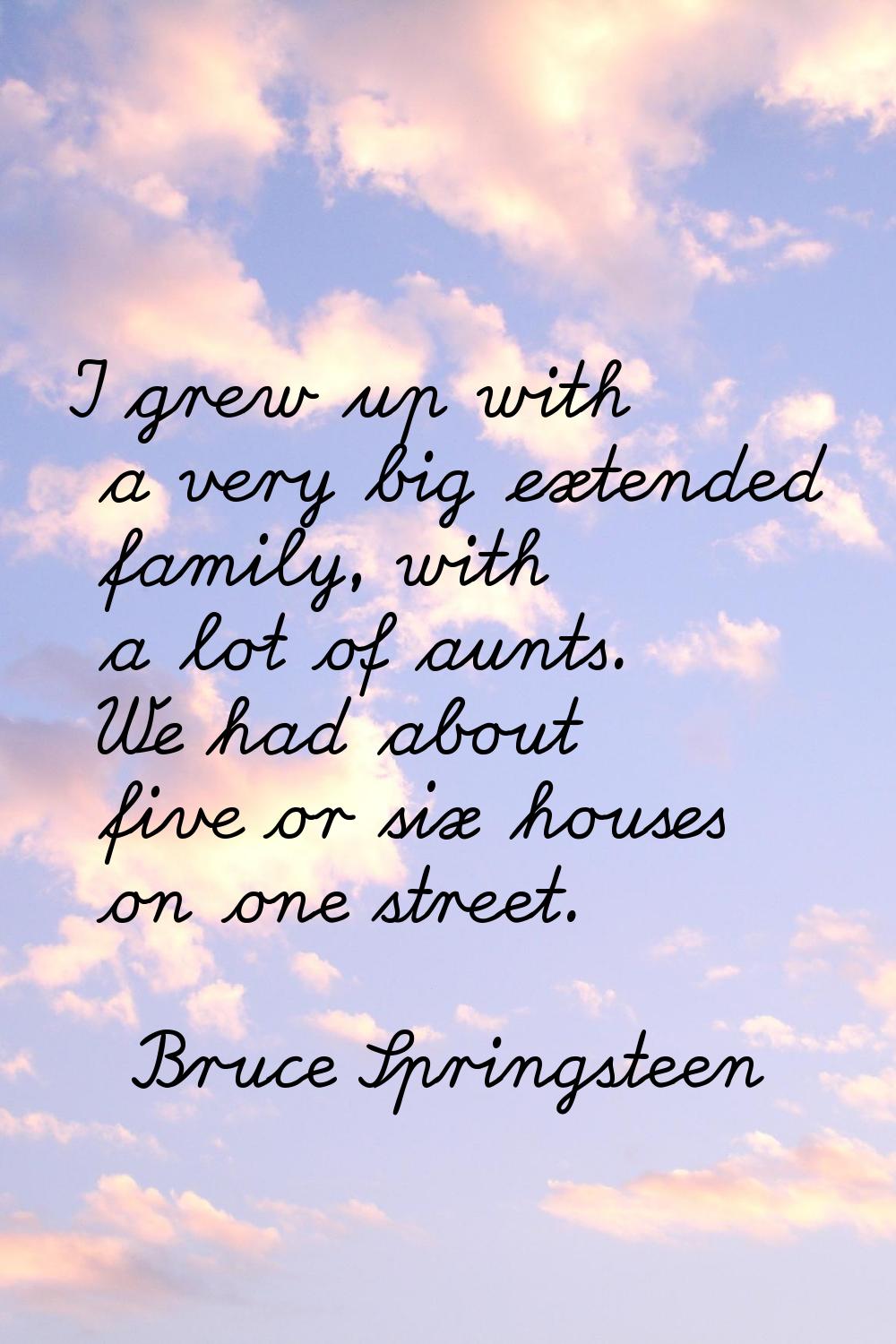 I grew up with a very big extended family, with a lot of aunts. We had about five or six houses on 