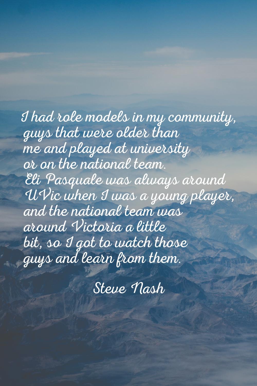 I had role models in my community, guys that were older than me and played at university or on the 