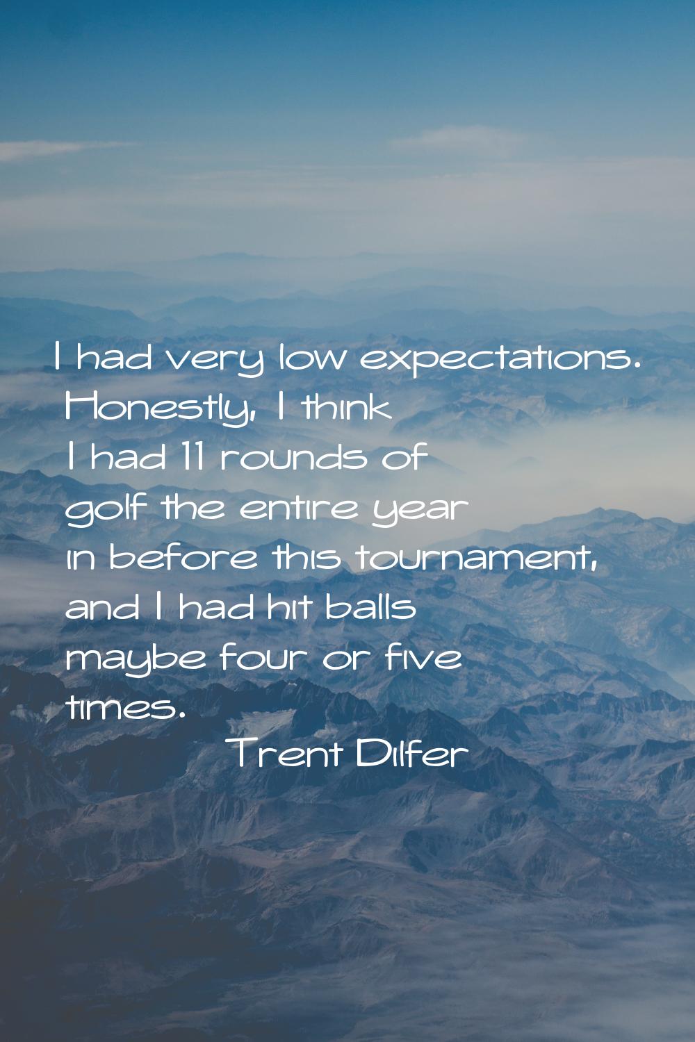 I had very low expectations. Honestly, I think I had 11 rounds of golf the entire year in before th