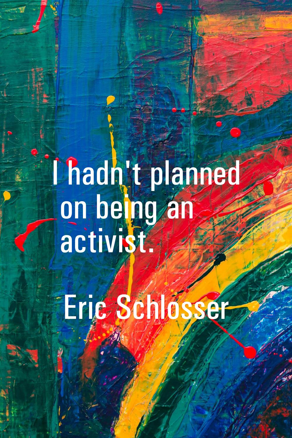 I hadn't planned on being an activist.