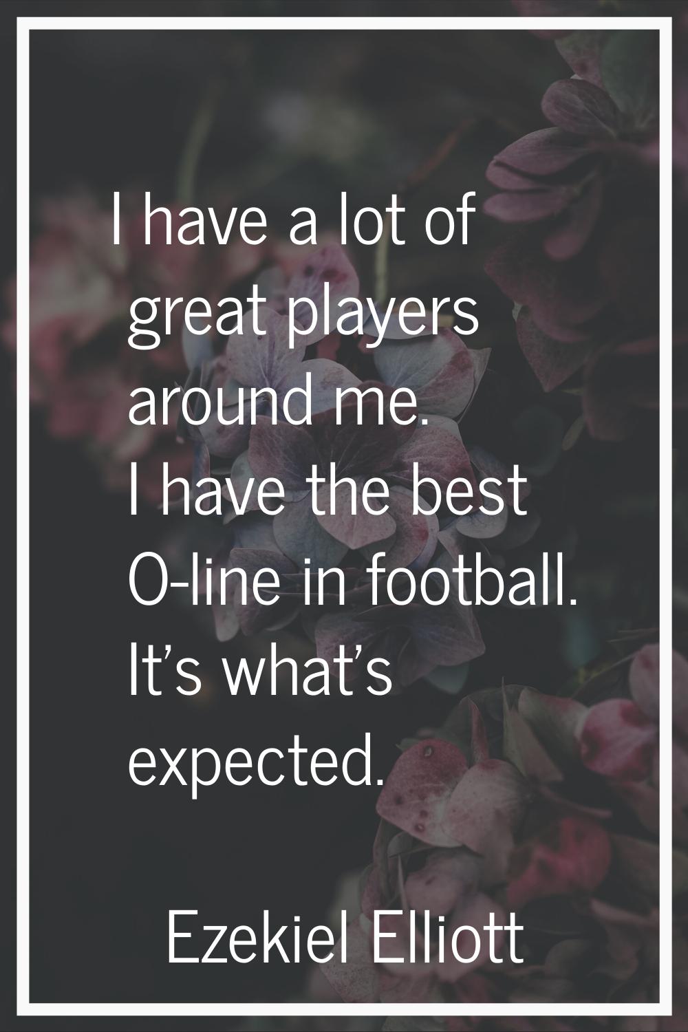 I have a lot of great players around me. I have the best O-line in football. It's what's expected.
