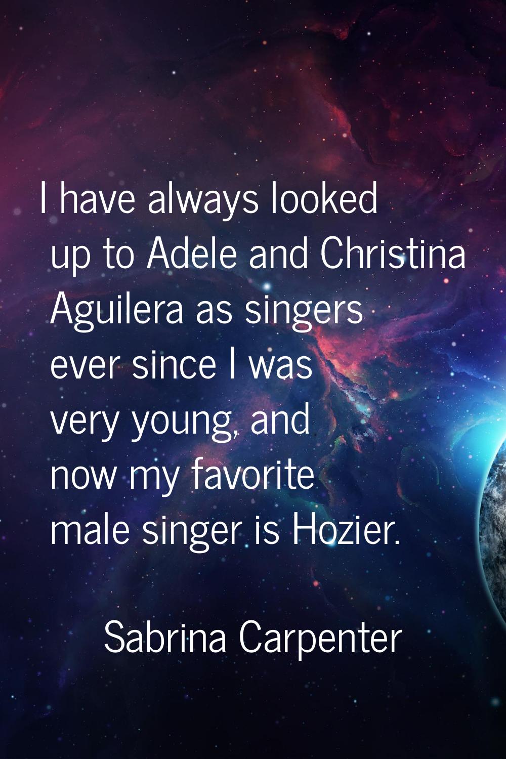I have always looked up to Adele and Christina Aguilera as singers ever since I was very young, and