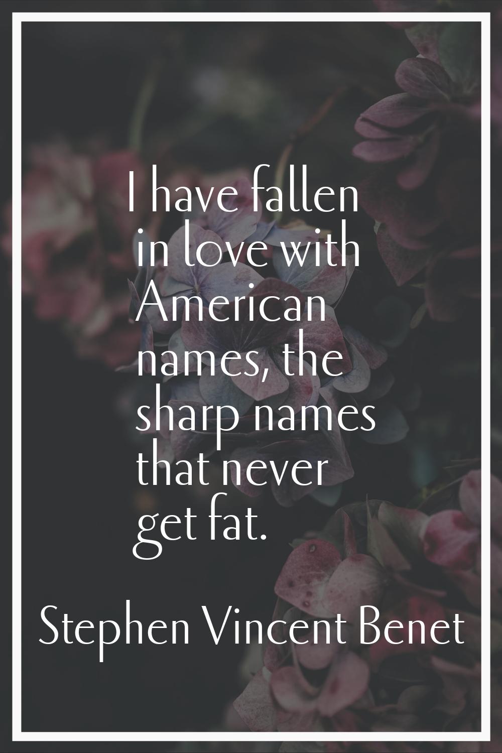 I have fallen in love with American names, the sharp names that never get fat.