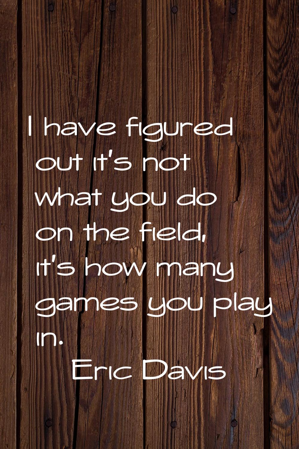 I have figured out it's not what you do on the field, it's how many games you play in.