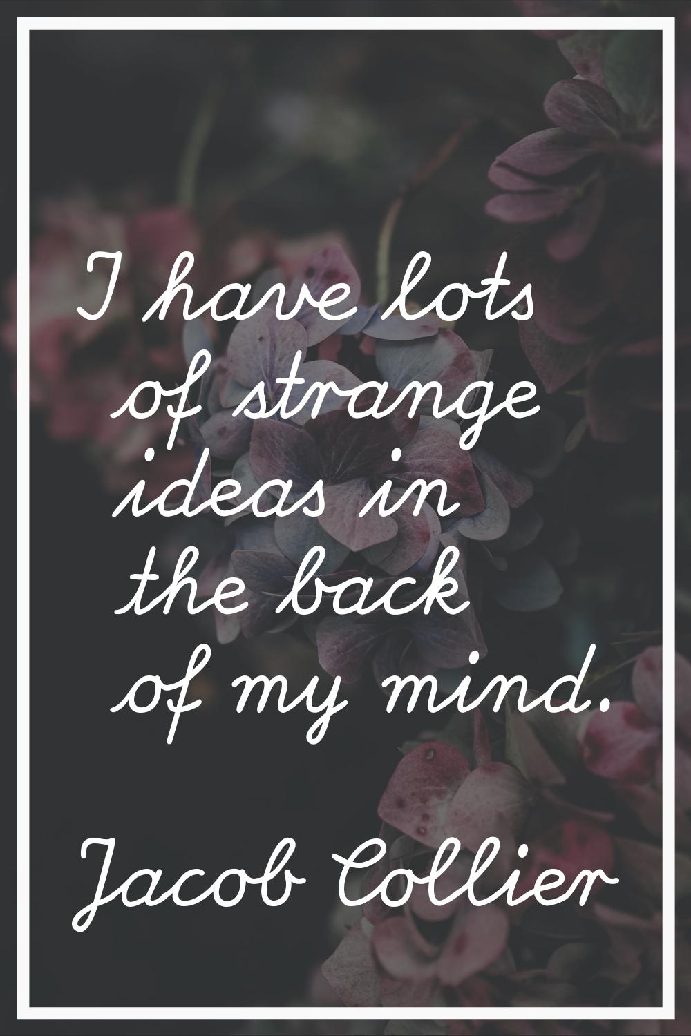I have lots of strange ideas in the back of my mind.